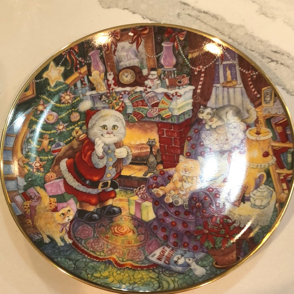 Holiday Kitty Plates by Franklin Mint